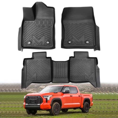 Image of TPE Automotive Floor Mats Custom for 2022-2026 Toyota Tundra (Only for CrewMax Cab), All Weather Cover Protection Waterproof Black Floor Liner Front & Rear Row Full Set Car Mats, 3PCS
