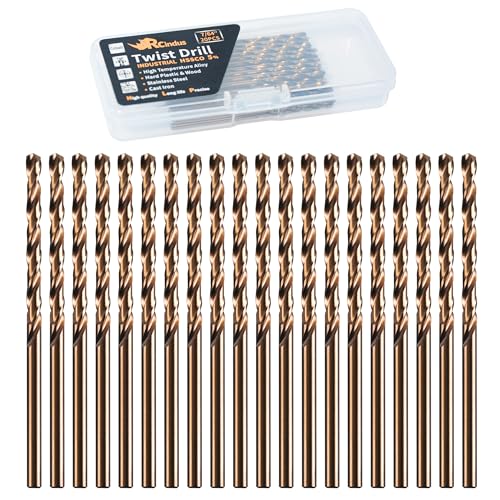 RCINDUS (20PCS) 7/64 Cobalt Drill Bit HSS M35 Metal Drill Bits for Steel Stainless Steel Cast Iron Hard Plastic and Wood