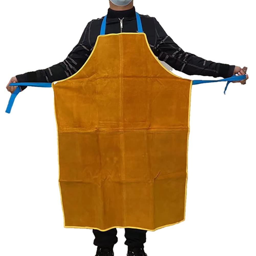 Grembiule da Saldatura Grembiule da Lavoro for Saldatura in Pelle di Smoxy Heavy-Duty Grembiule Regolabile Grembiule Regolabili Grembiule Resistente al Calore A Prova di Sicurezza (Color : Yellow)
