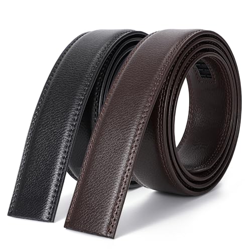 Image of BELTROAD Ratchet Belt Strap for Men Leather Belts Without Buckle | Only 1 3 /8 inch Replacement Belt Strap for 1.5 inch Buckle Men's Adjustable Leather Ratchet Belt for Jeans Pants Dress Casual Gifts