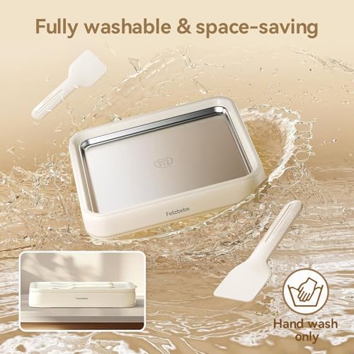 Image of Rolled Ice Cream Maker, Felizbebe Instant Ice Cream Roller Tray with Lid and 2 Spatulas, Food Grade Premium Stainless Steel Cold Plate No-electricity for Fun Family Activities, DIY Parent-Child Time
