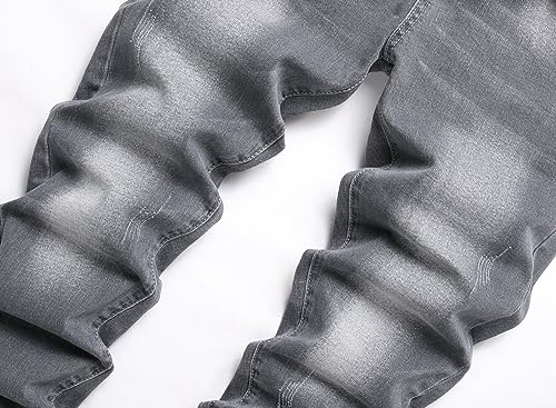 Men's Slim Fit Stretch Jeans Ripped Skinny Jeans for Men, Fashion Straight Leg Comfort Flex Waist Cargo Denim Pants3