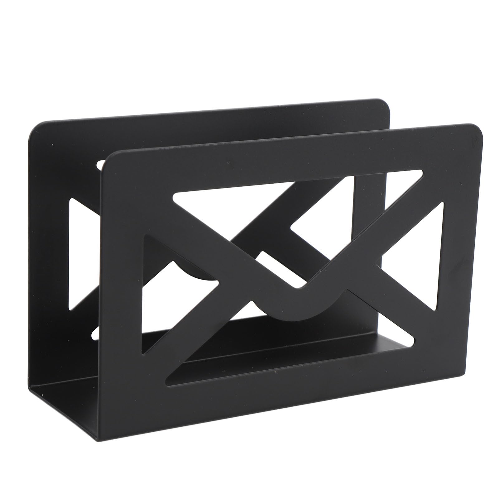 Ausla Porta Lettere da Scrivania in Metallo, Design a Busta, Organizzatore per Posta, Nero, 270g