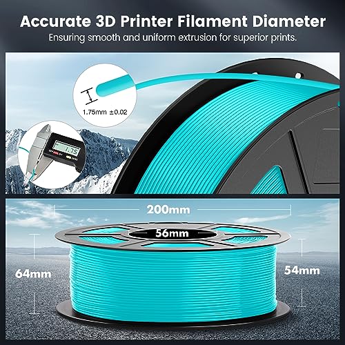Image of SUNLU PLA 3D Printer Filament PLA Filament 1.75mm, Neatly Wound 3D Printing Filament 1.75mm, Dimensional Accuracy + /- 0.02 mm, Fit Most FDM 3D Printers, 1kg Spool (2.2lbs), Turquoise Cyan