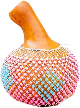Shekere African Musical Instrument, Beaded Maracas, Percussion Shaker from Nigeria in Assorted Colours (Medium)