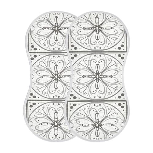 2 Pack Gray and White Muslin Burp Cloths Cotton Absorbent Baby Burping Rags for Boys Girls Soft Newborn Burp Bibs, 22 x 11 Inch2