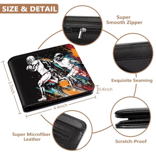 Image of Teen Boys Wallet, Cool Football Wallets for Kids Son 9-12 /8-10 /8-12 with Wallet Card, Funny Leather Bifold Rfid Blocking Wallet, Purse Coin Pocket Id Window for Men Boy Male Youth Guys Gifts