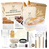 MiraFolk Sourdough Starter Kit – Bread Making Kit with 10in Oval Proofing Basket with Cloth Liner, Jar, Dough Whisk, Dough Scraper, Bread Making Tools – Baking Accessories for Kitchen