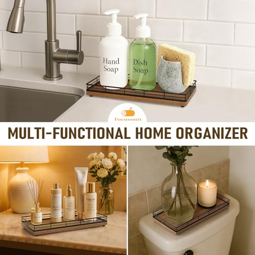 Bathroom-Vanity-Tray-for-Countertop-12-x-6-Acacia-Wood-Toilet-Tank-Tray-Metal-Guardrail-Bathroom-Organizer-for-Soap-Perfume-Skincare-Non-Slip-Decorative-Tray-for-Dresser-Black-Acacia
