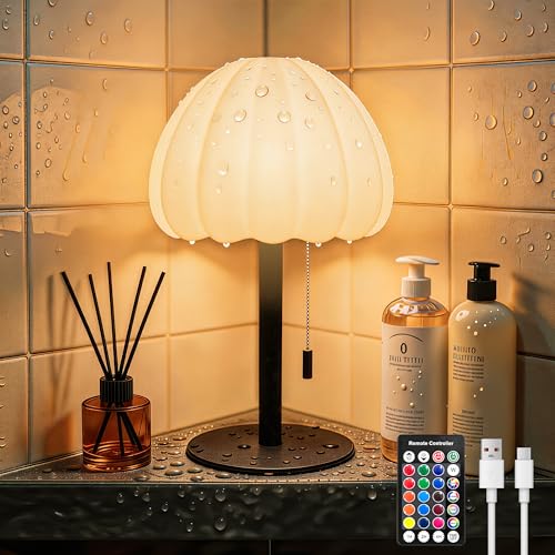 IP65 Waterproof Shower Lamp Rechargeble Bathroom Lamp with 16 Color Changeable Cordless Outdoor Table Lamp with TouchRemote Control Dimmable LED Desk Night Light for Inside Shower Bedroom Patio