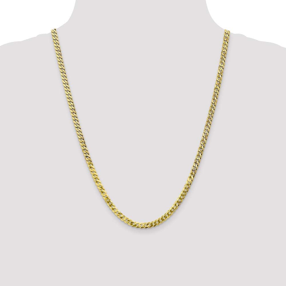 Leslie's Real 10kt Yellow Gold 4.6mm Flat Beveled Curb Chain; 24 inch; Lobster Clasp