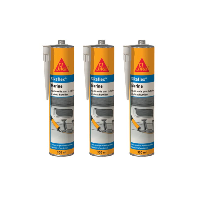 Lot de 3 colles mastic SIKA - Sikaflex Marine - Noir - 300ml