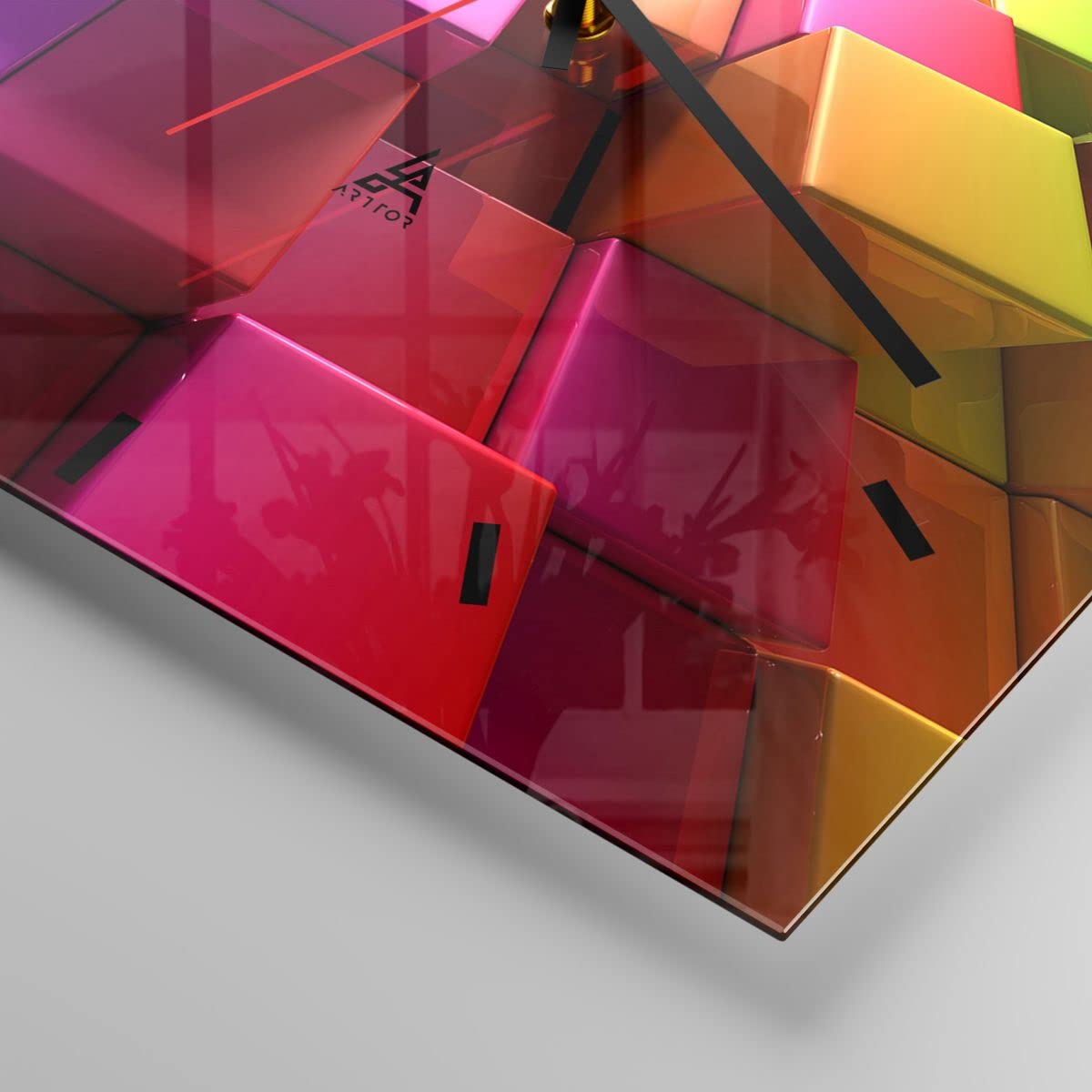 Horloge murale en verre 40x40cm Abstraction Lignes Moderne Wall Clock