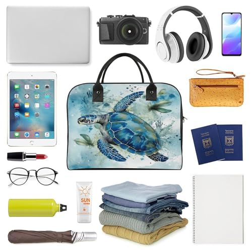 Bolso Tote Azul con Cremallera y Correa Ajustable de Nylon miniatura 5