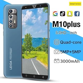 MsMga Téléphone Portable Pas Cher, 5.0 Pouces Android 9.0 OS, 16GB ROM (SD to 128GB), Dual SIM Dual Cameras, Face ID Unlock Cell Phone(Black)
