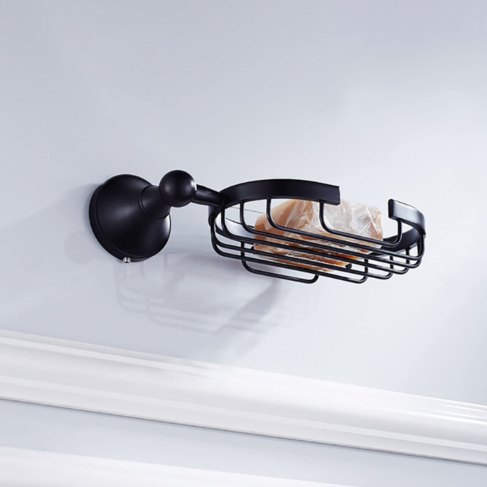 Jabonera de Pared, jabonera, jabonera for Pared de Ducha, Negro Mate, jabonera de latón, Acabado Cepillado, jabonera Retro Euro, Mantiene el jabón seco y Drenaje rápido, Negro