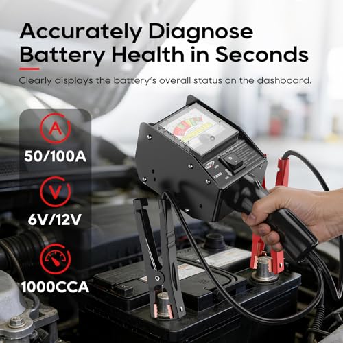 Image of TOPDC 3181 Pro 130 Amp Heavy-Duty Battery Load Tester for 6V & 12V Automotive Batteries, with Anti-Slip Clamps