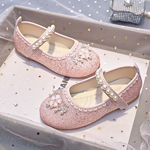 IWIHMIV Toddler Girls Flat Mary Jane Flower Girl Dress Shoes Lightweight Comfortable Non Slip School Wedding Party Shoes4