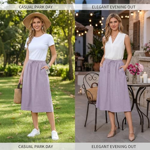 Image of Witsmile Women's Summer Pleated High Waisted Casual Flowy Skirt Pockets
