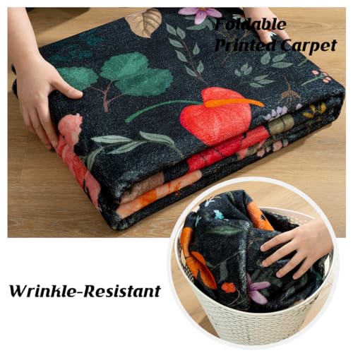 Tapete vintage lavable antideslizante 6x9 negro miniatura 6