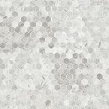 MSI Carrara White 12 x 11.75 Inch Honed Marble Hexagon Tile for Kitchen Backsplash, Bathroom Wall, Shower - 2 Inch Hexagon, Mesh Mounted Mosaic