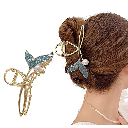Image of PALAY Hair Claw Clip for Women Large Stylish Mermaid Pearl Hair Clip Clutcher Ladies Non-Slip Metal Hair Jaw Clips, Strong Hold Elegant Bun Hair Styling Clamp Hair Accessories Gift