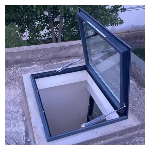 Ventana de techo de tragaluz, escotilla de cristal transparente, ventilación manual de aluminio para techos inclinados y planos, iluminación y ventilación ideales, 58 (90 x 130 cm)
