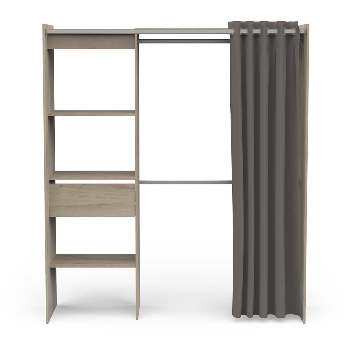 Portant à Vêtements en Bois de Chêne CHICAGO - Dressing Extensible - Fabriqué en France – Pratique et Fonctionnel (168,2 cm x 50 cm x 187 cm)