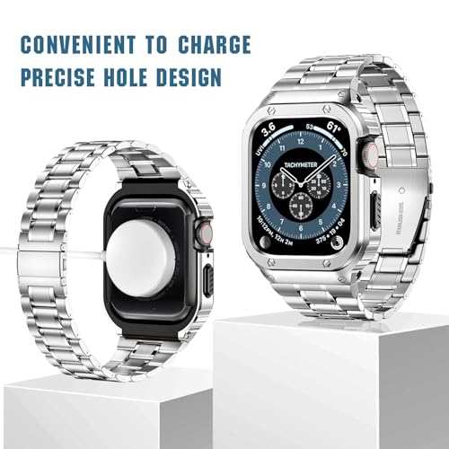 Image of MioHHR Stainless Steel Band with Case for Apple Watch Bands 44mm /42mm