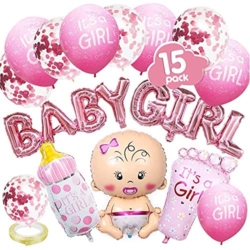 Lostwry baby shower decoracion niña gender reveal decoration pancarta de globo BABY GIRL/ globos de its a girl globos de fiesta para baby shower globos de cumpleaños para niños Cover