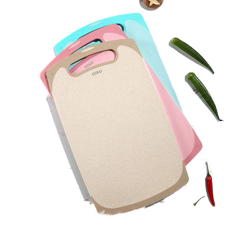 CCKO Food Grade BPA Plastic Free 16" Eco-Friendly Easy to Clean Wheat Straw Cutting Board Set of 2 Beige