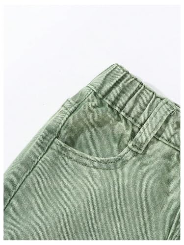 WDIRARA Toddler Girl's Baggy Cargo Jeans Elastic Waist Straight Leg Denim Pants with Flap Pockets3
