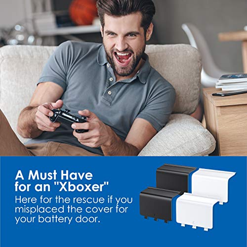 Avorast Xbox One ile Uyumlu 4'lü Paket Pil Kapağı Kapısı, Xbox One S Kumandası, Yedek Pil Arka Kapak Kapıları Xbox Kablosuz Kumandaları ile Uyumlu (Siyah ve Beyaz)