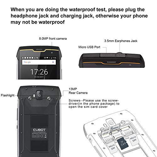 CUBOT Kingkong (2020) Android 10 Rugged Smartphone Unlocked, 4400mAh Big Battery, Dual-SIM, Compass+GPS, IP68 Waterproof Shockproof, Dustproof Outdoor Sim Free Mobile Phone(Black) - Thumbnail 2