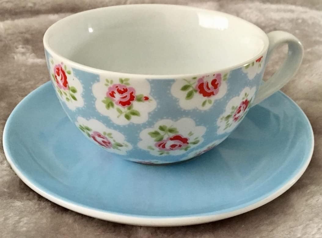 Cath Kidston Pale Blue Provence Rose Large Cup and Saucer Amazon.co