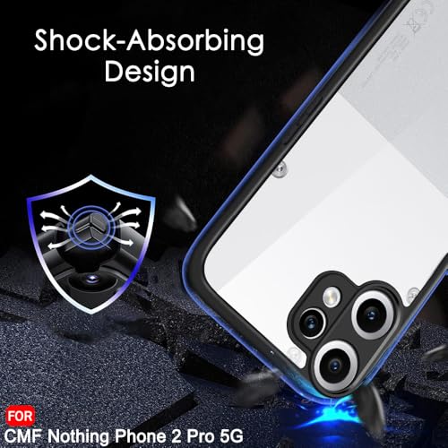 Image of TheGiftKart Hybrid Shockproof Back Cover Case for CMF by Nothing Phone 2 Pro 5G | Hard Back Cover Case for Nothing CMF Phone 2 Pro 5G (PC & TPU, Transparent Clear Back, Black Sides)