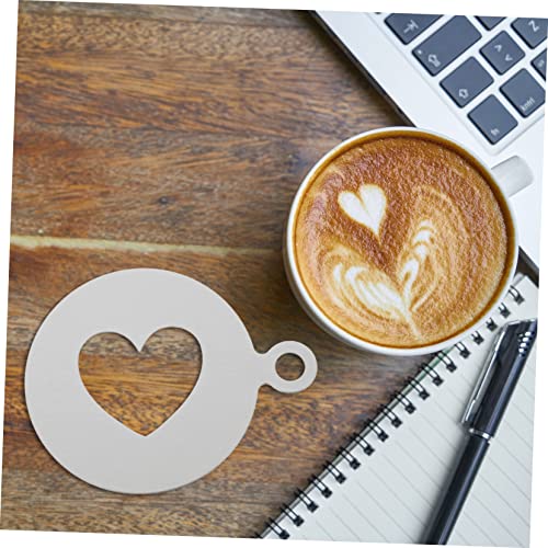 COOLHIYA Food Grade Stainless Steel Coffee Decorating Stencils Heart Shape Template for Latte Art Cappuccino Cake Cupcake Mousse Decoration Easy to Clean