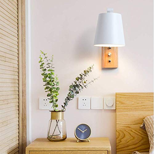 Lámparas de pared modernas E27 aplique madera interruptor pasillo interior 6
