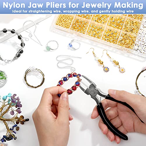 Image of Billbotk Nylon Jaw Pliers for Jewelry Making - Flat Nose, Soft Jaw Pliers for Chain Making