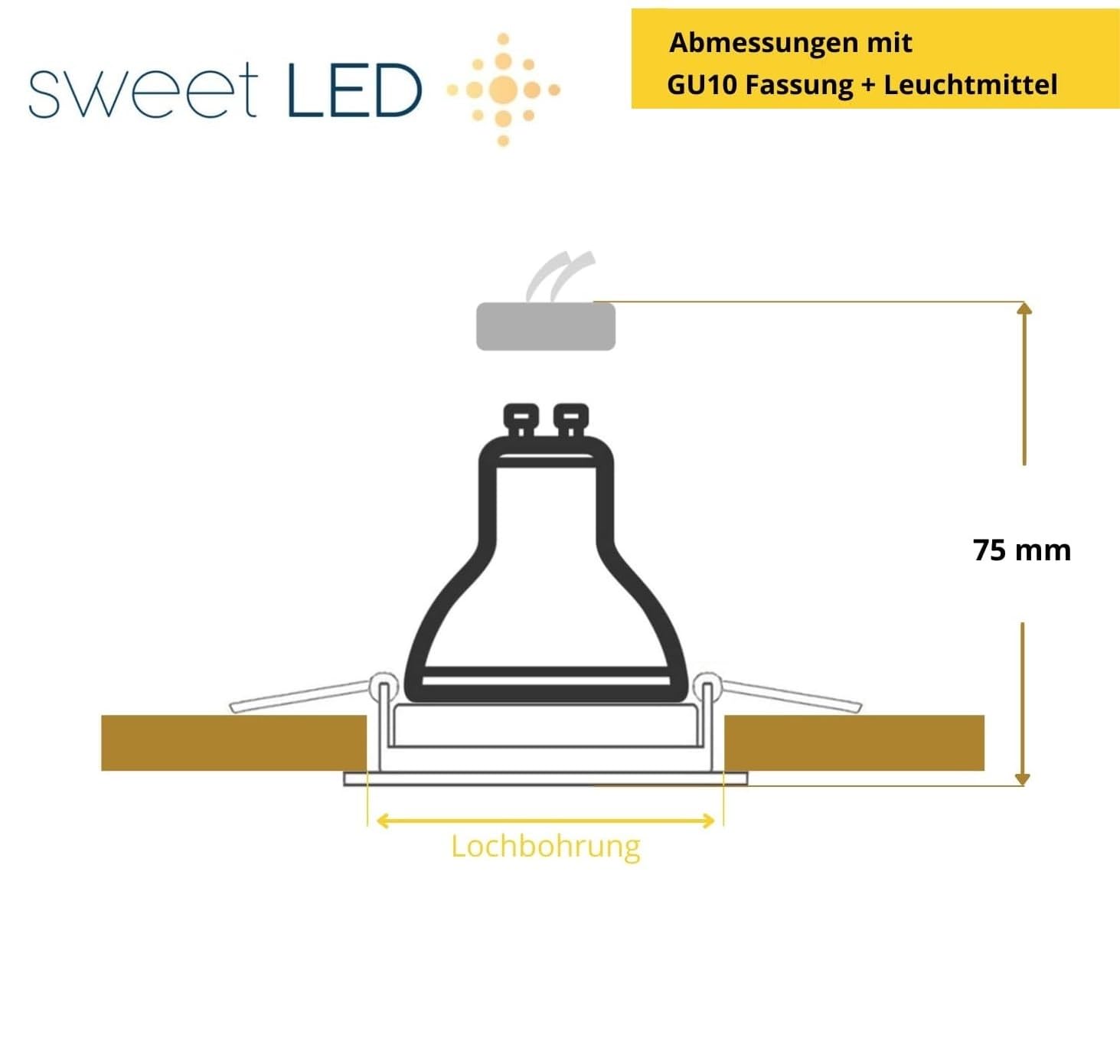 10x Sweet Led Cadre encastrable incluant douille GU10 - Spots encastrables IP20 230V - adaptés pour LED & halogène - Spots encastrables orientables en métal - Ø 88mm, blanc