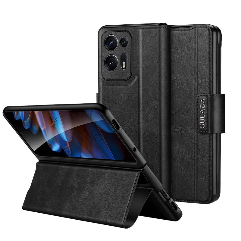 Coque Huawei Mate XS2 béquille intégrée étui cuir noir pour voyage