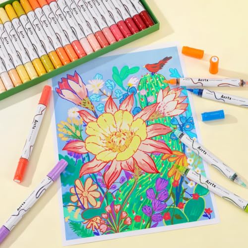 Arrtx 66 Colors Acrylic Paint Pens, Dual Tip Markers with Liquid Ink, No Pumping Needed, for Rock, Wood, Canvas, Ceramic, Glass, DIY Crafts & Art Supplies image 12