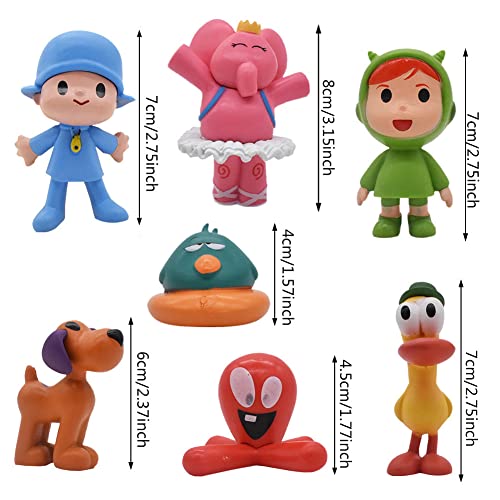Pocoyo Mini-figuren, 7 stuks, taarttopper, Pocoyo, anime, party, taartdecoratie, levering Pocoyo, taartdecoratie, verjaardag voor kinderen, baby's, meisjes en jongens - Image 3