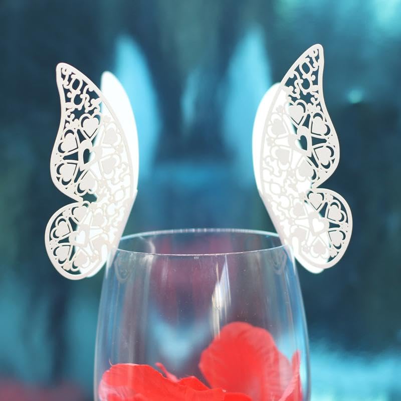 50 Decorazioni Per Bicchieri A Forma Di Farfalla In Carta, Ideali Per Matrimoni E Segnaposto, Colore Blu