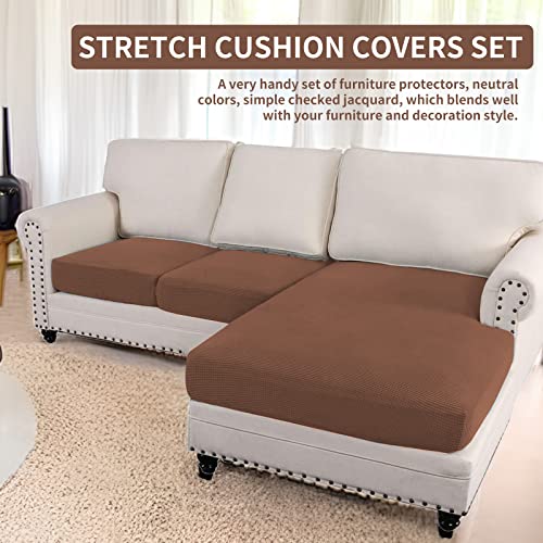 Foreate Sectional Couch Covers 3 Piece Sectional Couch Cover Sets - Stretch Sofa Cushion Covers For L Shape Sofa Furniture Protector Sets For Sofa Seat (2 Seater + 1 Chaise, Karak Stone) #TOP1