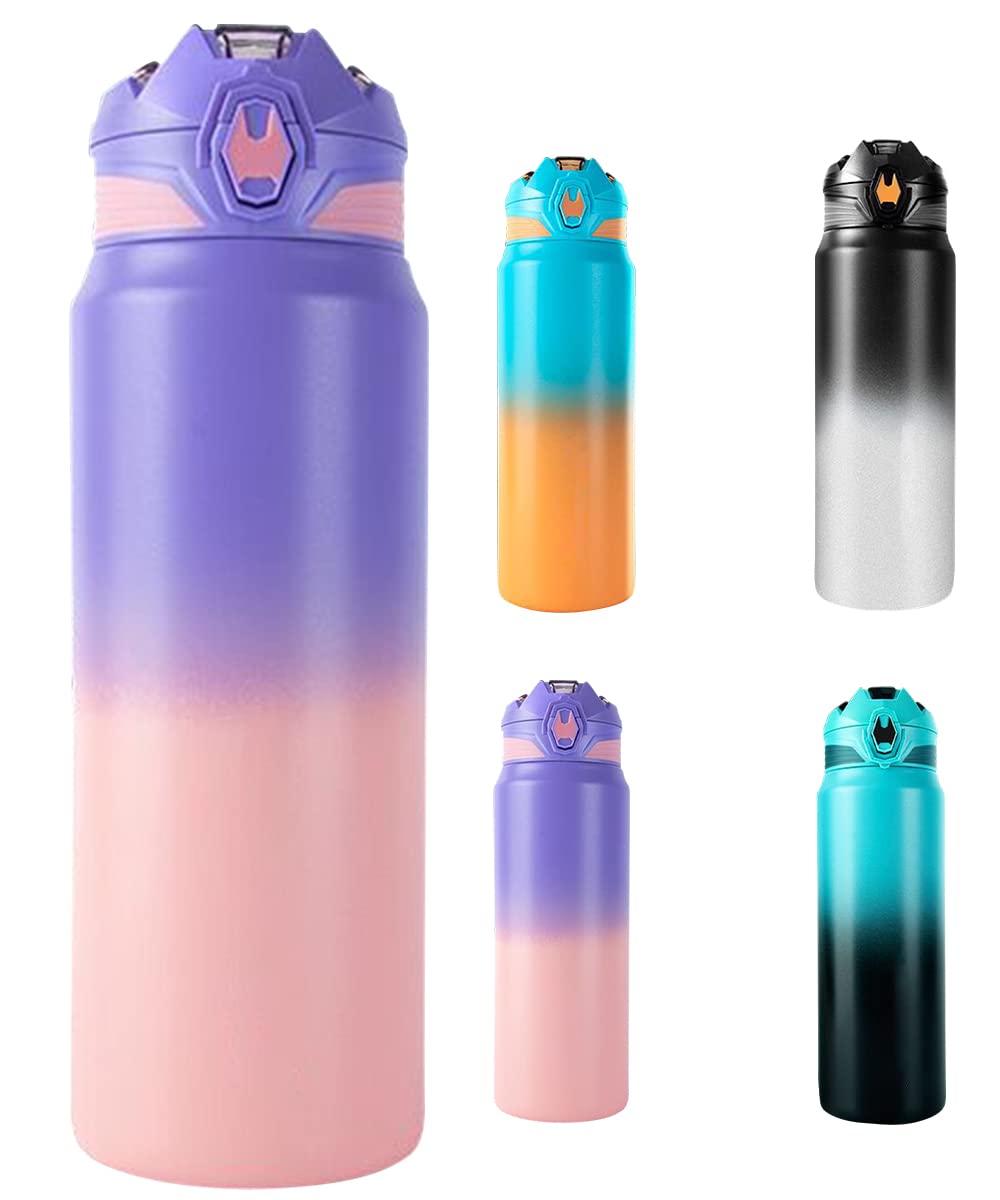 Gourde en Acier Inoxydable 700ml 1L Flacon Thermos Anti-Fuite, Bouteille d'Eau sans BPA
