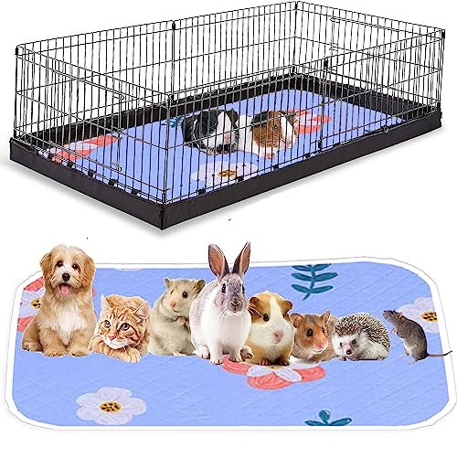 KAKOLOPT Guinea Pig Cage Liners Absorbent Bedding Reusable Washable Pet Mats For Rabbit Hamster Chinchillas Mat Small Animals Dog Cat Potty Accessory 27''x 19'', Blue