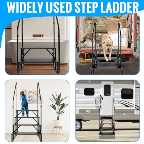 Image of RV Stairs 4 Step Ladder with 2 Handrails