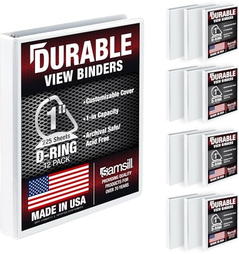 Samsill Durable 1 inch 3 Ring Binder, D Ring Binder, 100%...