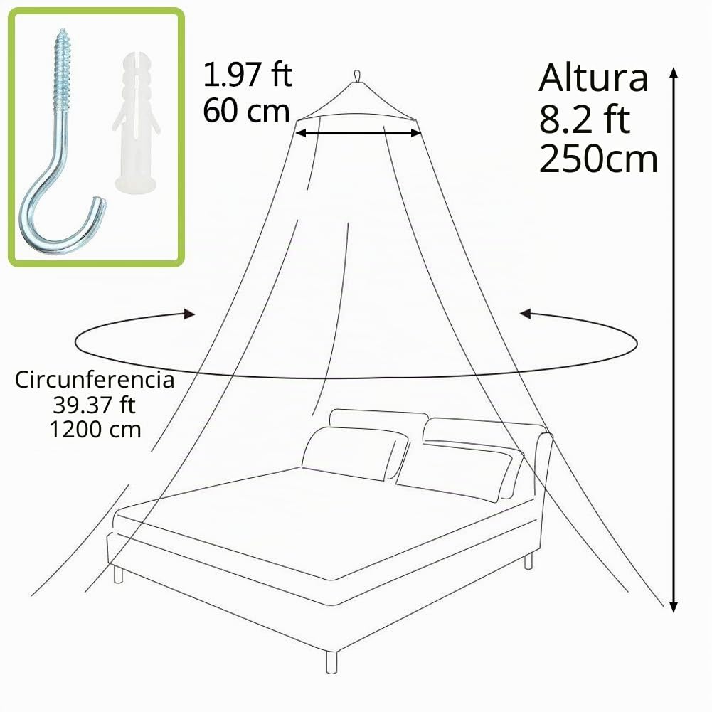 Canopy de Mosquitera Universal, Mosquito Net Blanca de Color Blanco con Diseño de Cúpula, Fácil Cama Colgante Canopy Netting, Protección de Red de Insectos para Camas Individuales y Dobles